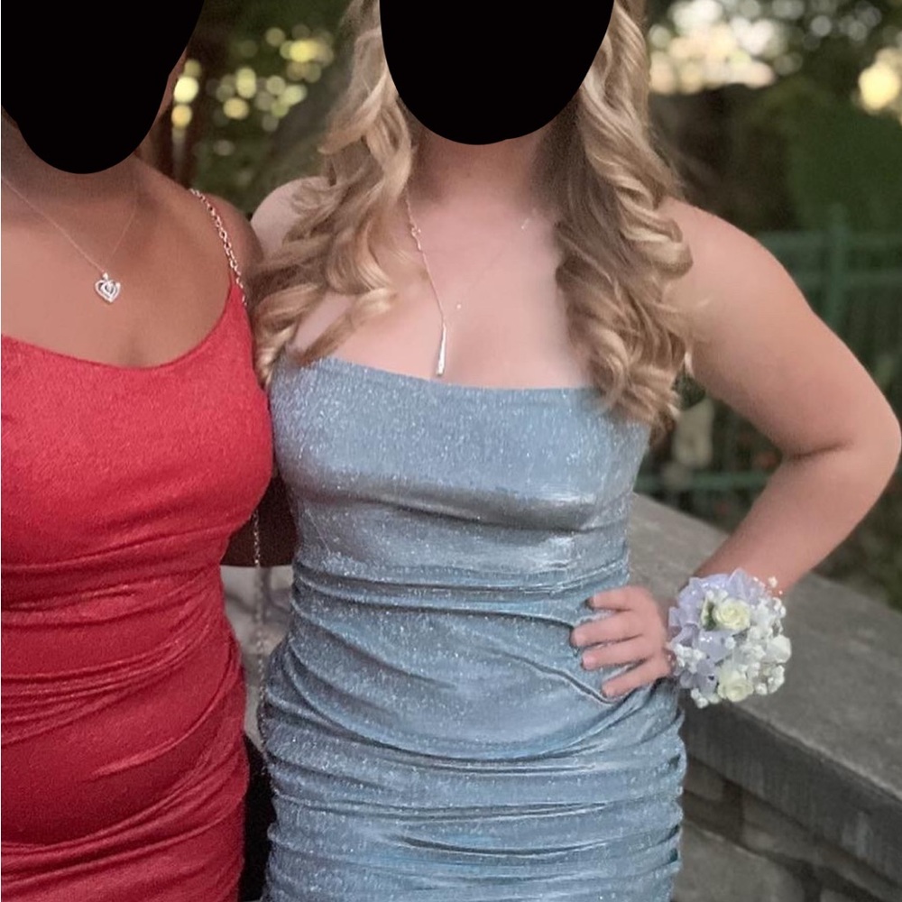 Elegant Blue Strapless Dress